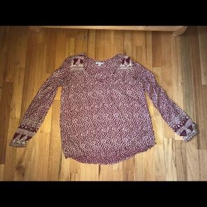 Red and off white print top